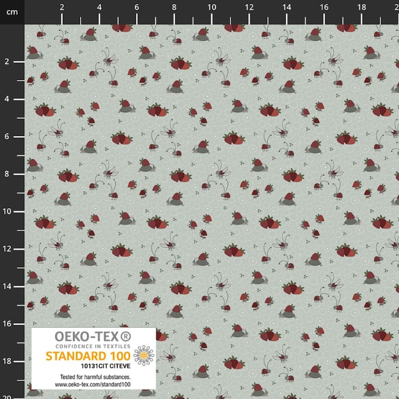 P137-4504-293 PATCH.AMERICANO STRAWBERRY MISCHIEF (15) 110 CM. ALGODON 100% GRIS Venta en piezas de 6.00 M