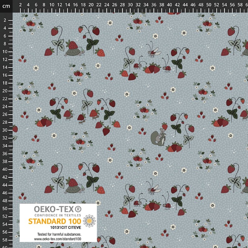P137-4504-295 PATCH.AMERICANO STRAWBERRY MISCHIEF (11) 110 CM. ALGODON 100% AZUL Venta en piezas de 6.00 M