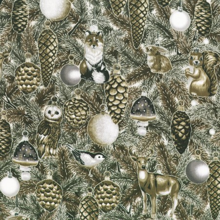 P137-SRKM-23701-160 PATCH. AMERICANO HOLIDAY FLOURISH - FOREST GLEN (58) 110 CM. ALGODON 100% CENIZA/PLATA METALLIC Venta en pie