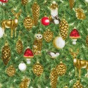 P137-SRKM-23701-268 PATCH. AMERICANO HOLIDAY FLOURISH - FOREST GLEN (07) 110 CM. ALGODON 100% VERDE/DORADO METALLIC Venta en pie