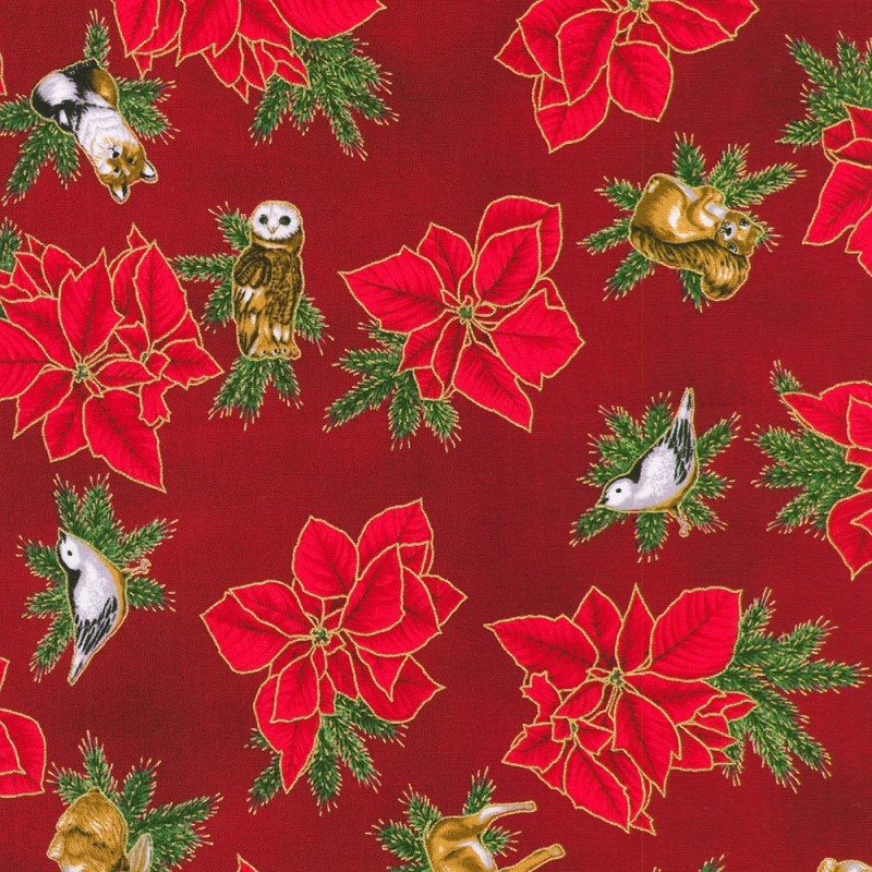 P137-SRKM-23702-113 PATCH. AMERICANO HOLIDAY FLOURISH - FOREST GLEN (32) 110 CM. ALGODON 100% FRAMBUESA/DORADO METALLIC Venta en