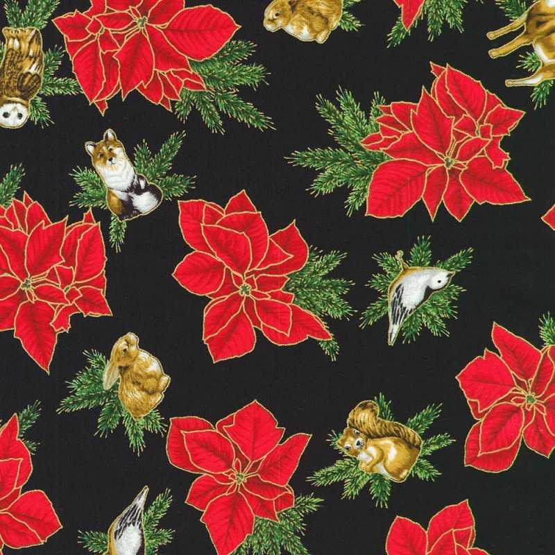 P137-SRKM-23702-2 PATCH. AMERICANO HOLIDAY FLOURISH - FOREST GLEN (40) 110 CM. ALGODON 100% NEGRO/DORADO METALLIC Venta en pieza