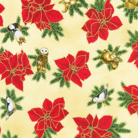 P137-SRKM-23702-85 PATCH. AMERICANO HOLIDAY FLOURISH - FOREST GLEN (24) 110 CM. ALGODON 100% VAINILLA/DORADO METALLIC Venta en p