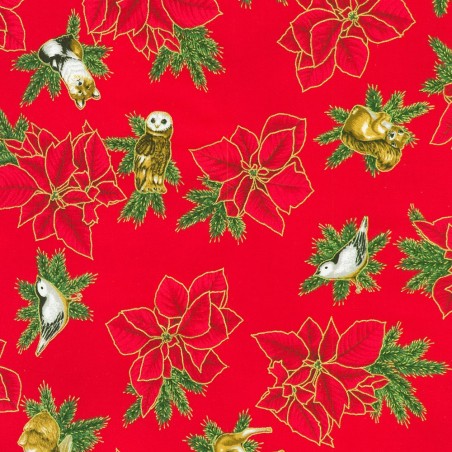 P137-SRKM-23702-91 PATCH. AMERICANO HOLIDAY FLOURISH - FOREST GLEN (26) 110 CM. ALGODON 100% ROJO/DORADO METALLIC Venta en pieza