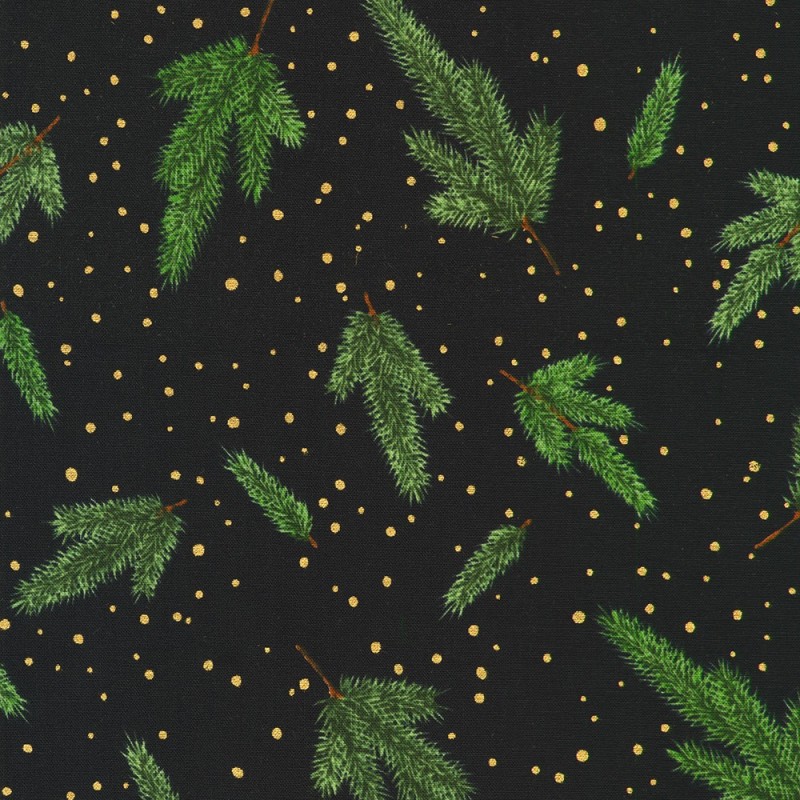 P137-SRKM-23703-2 PATCH. AMERICANO HOLIDAY FLOURISH - FOREST GLEN (44) 110 CM. ALGODON 100% NEGRO/DORADO METALLIC Venta en pieza