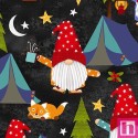 P140-8250-99 PATCH. AMERICANO CAMPING GNOMES (02) 110 CM. ALGODON 100% NEGRO Venta en piezas de 6.80 M
