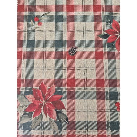 68172 LONETA ESTAMPADA ANTIMANCHAS XMAS (01) 1.60 M. POLIESTER 100% CRUDO/ROJO Venta en piezas de 10.00 M
