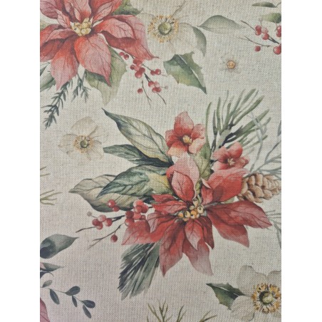 68175 LONETA ESTAMPADA ANTIMANCHAS XMAS (04) 1.60 M. POLIESTER 100% CRUDO/VERDE Venta en piezas de 10.00 M