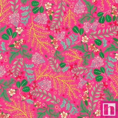 P135-AXJD-22620-108 PATCH. AMERICANO FARAWAY FLORALS (08) 110 CM. ALGODON 100% FUCSIA Venta en piezas de 7.00 M