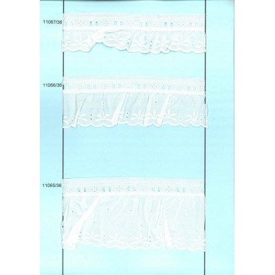 11065/36-000 BORDADO FRUNCIDO BATISTA ETYLIAN POLIESTER 60%-ALGODON 40% BLANCO Venta en piezas de 11.00 M