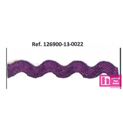 126900-13-0022 ONDULINA FANTASIA BADRA 13 MM. POLIESTER/LUREX VIOLETA Venta en piezas de 50.00 M