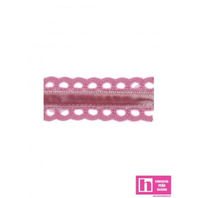 145354-23 GALON BOLILLO TERCIOPELO RUA 25 MM. ALGODON 70%-POL.30% MAGENTA Venta en piezas de 25.00 M