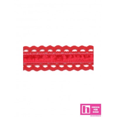 145354-5 GALON BOLILLO TERCIOPELO RUA 25 MM. ALGODON 70%-POL.30% ROJO Venta en piezas de 25.00 M