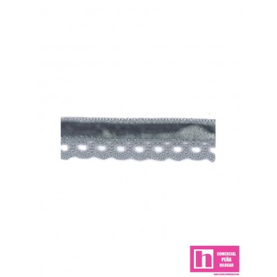 145383-29 REMATE BOLILLO TERCIOPELO RUA 17 MM. ALGODON 70%-POL.30% GRIS Venta en piezas de 25.00 M