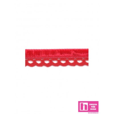 145383-5 REMATE BOLILLO TERCIOPELO RUA 17 MM. ALGODON 70%-POL.30% ROJO Venta en piezas de 25.00 M