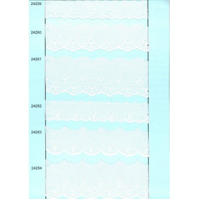 24259-000 BORDADO BATISTA JUNO POLIESTER 60%-ALGODON 40% BLANCO Venta en piezas de 13.80 M