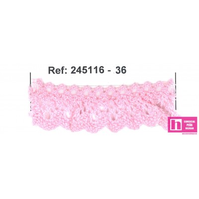 245116-36 PUNTILLA BOLILLO FRUNCIDA ULISSE 20 MM. ALGODON 90%-POL.10% ROSA Venta en piezas de 25.00 M