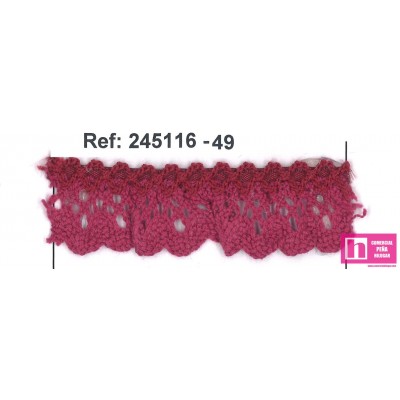 245116-49 PUNTILLA BOLILLO FRUNCIDA ULISSE 20 MM. ALGODON 90%-POL.10% MAGENTA Venta en piezas de 25.00 M