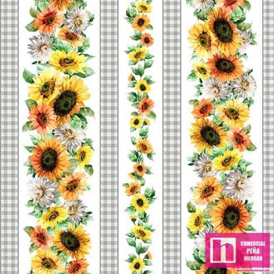 65057 PATCH.AMERICANO SUNFLOWER FESTIVAL (09) 110 CM. ALGODON 100% BLANCO/MULTI Venta en piezas de 6.80 M