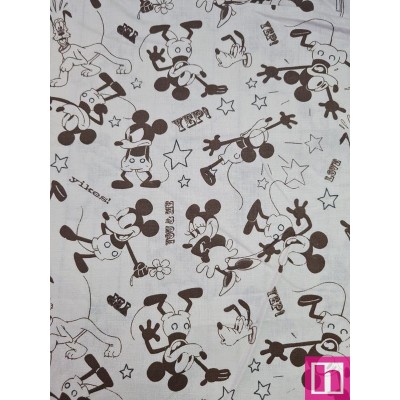 66865 TEJIDO ESTAMPADO DISNEY MICKEY (01) 1.40 M. ALGODON 100% BLANCO/NEGRO Venta en piezas de 6.00 M