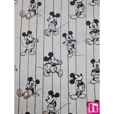 66866 TEJIDO ESTAMPADO DISNEY MICKEY (02) 1.40 M. ALGODON 100% BLANCO/NEGRO Venta en piezas de 6.00 M