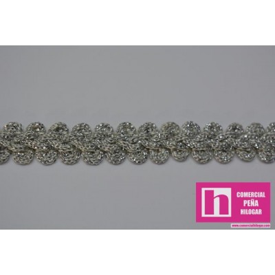 9089-194 SILMARA TRENZA FANTASIA 10 MM RAYON 50%-LUREX 50% PLATA Venta en piezas de 12.50 M