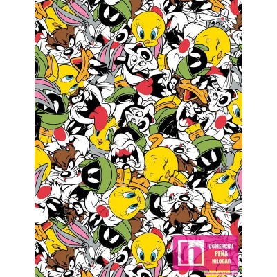 P108-23600104-01 PATCH. AMERICANO LOONEY TUNES - PARTY (04) 110 CM. ALGODON 100% MULTI Venta en piezas de 7.00 M