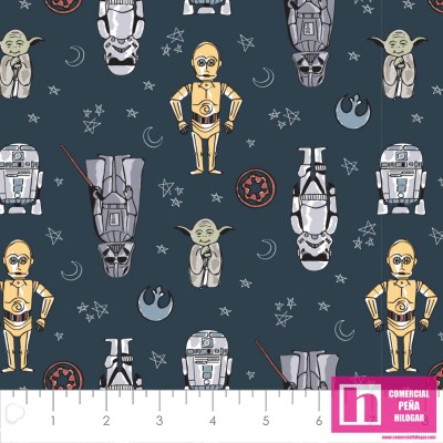 P108-73010803-02 PATCH. AMERICANO STAR WARS  (03)  110 CM. ALGODON 100% GRIS Venta en piezas de 7.00 M