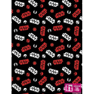 P108-73090221-06 PATCH. AMERICANO STAR WARS (03)  110 CM. ALGODON 100% NEGRO Venta en piezas de 7.00 M