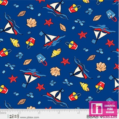 P121-4635-DB PATCH. AMERICANO BEACH BABY (06) 110 CM. ALGODON 100% MARINO Venta en piezas de 7.00 M