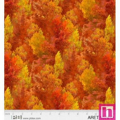 P121-ARET5579O PATCH. AMERICANO AUTUMN RETREAT (06) 110 CM. ALGODON 100% FUEGO Venta en piezas de 7.00 M