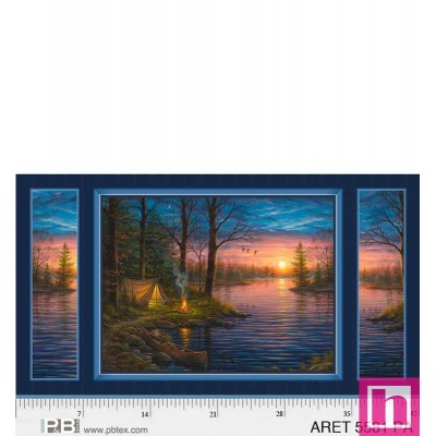 P121-ARET5581PA PATCH. AMERICANO AUTUMN RETREAT (07) PANEL 110 CM. ALGODON 100% AZUL Venta en piezas de 7.00 M