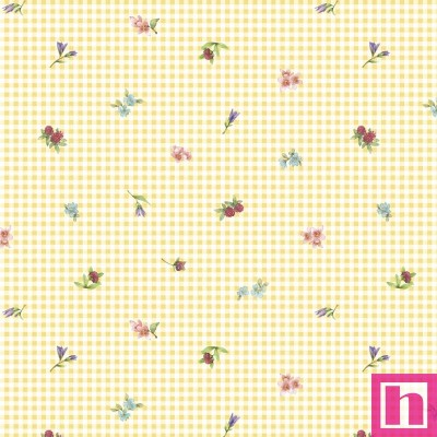 P121-BUNN5661Y PATCH. AMERICANO BUNNIES AND BLOOMS (12) 110 CM. ALGODON 100% AMARILLO Venta en piezas de 7.00 M