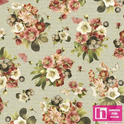 P121-PBOU4960A PATCH. AMERICANO PETAL BOUQUET (01) 110 CM. ALGODON 100% VERDE Venta en piezas de 7.00 M