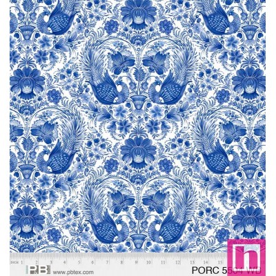 P121-PORC5504WB PATCH. AMERICANO PORCELAINA (02) 110 CM. ALGODON 100% BLANCO/AZUL Venta en piezas de 7.00 M