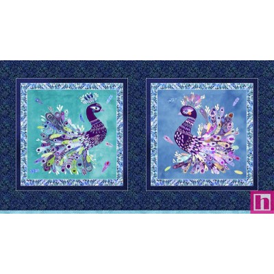 P121-PSER5614PA PATCH. AMERICANO PEACOCK SERENADE (01) PANEL 60X110 CM. ALGODON 100% AZUL Venta en piezas de 7.00 M