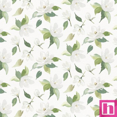 P121-SMAG5368-W PATCH. AMERICANO SWEET MAGNOLIA (05) 110 CM. ALGODON 100% BLANCO/MENTA Venta en piezas de 7.00 M