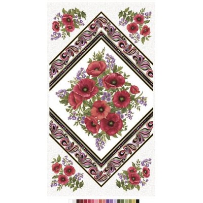 P133-13161M-09 PATCH.AMERICANO AMAZING POPPIES (08) PANEL 110 CM. ALGODON 100% BLANCO Venta en piezas de 6.80 M