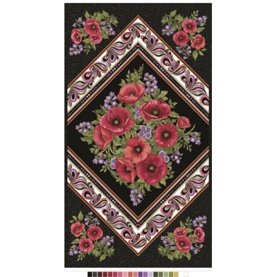 P133-13161M-12 PATCH.AMERICANO AMAZING POPPIES (20) PANEL 110 CM. ALGODON 100% NEGRO Venta en piezas de 6.80 M