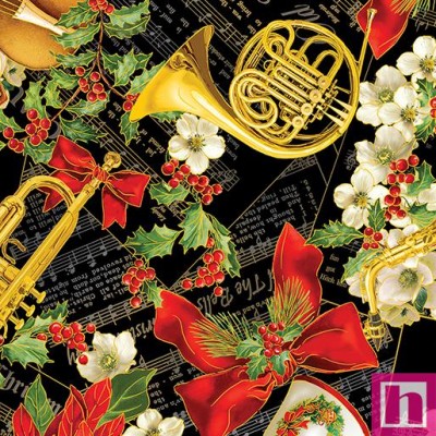 P133-14022M-12 PATCH.AMERICANO CHRISTMAS MUSICAL (01)  110 CM. ALGODON 100% MULTI/METALLIC Venta en piezas de 6.80 M