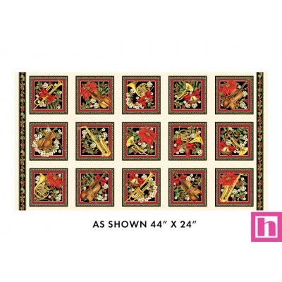 P133-14026M-12 PATCH.AMERICANO CHRISTMAS MUSICAL (12) PANEL 60X110 CM. ALGODON 100% MULTI/METALLIC Venta en piezas de 6.80 M