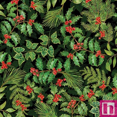 P133-14028M-12 PATCH.AMERICANO CHRISTMAS MUSICAL (10)  110 CM. ALGODON 100% NEGRO/VERDE/METALLIC Venta en piezas de 6.80 M