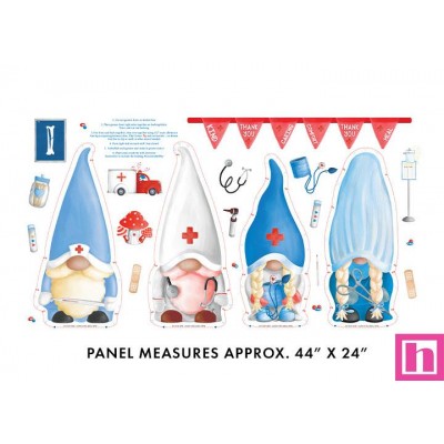 P133-14109-09 PATCH.AMERICANO CARING GNOMES (01) PANEL 60X110 CM.-GNOMO 45X50 ALGODON 100% BLANCO Venta en piezas de 6.80 M