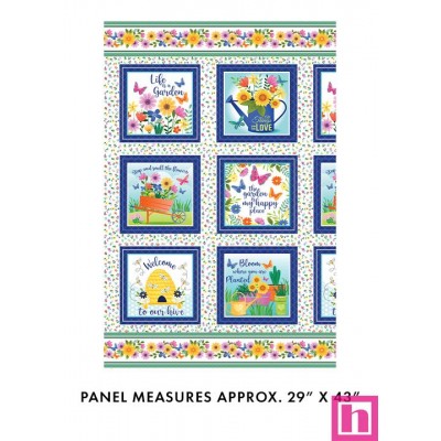 P133-14667-09 PATCH.AMERICANO LOVE GROWS HERE (01) PANEL 60X110 CM. ALGODON 100% BLANCO/MULTI Venta en piezas de 6.80 M