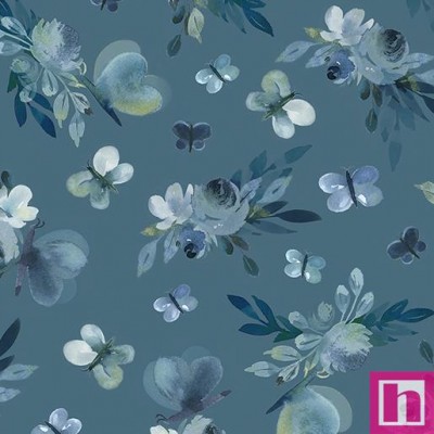 P133-16391-53 PATCH.AMERICANO ENCHANTED FLORALS (15) 110 CM. ALGODON 100% AZUL Venta en piezas de 6.80 M