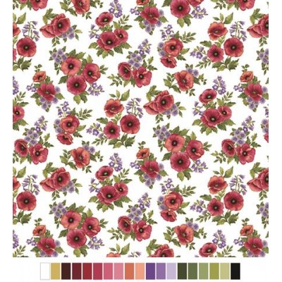 P133-622M-09 PATCH.AMERICANO AMAZING POPPIES (02) 110 CM. ALGODON 100% BLANCO Venta en piezas de 6.80 M