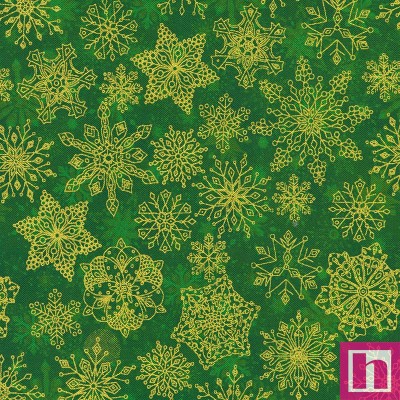 P135-AXUDM-23093-274 PATCH. AMERICANO PARVANEHS JEWELED CHRISTMAS (12) 110 CM. ALGODON 100% VERDE/DORADO Venta en piezas de 7.00