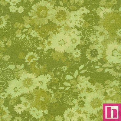 P135-FLHD-21866-43 PATCH. AMERICANO CASCADING FLOWERS (14) 110 CM. ALGODON 100% VERDE Venta en piezas de 7.00 M