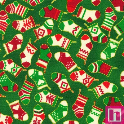 P135-SRKM-21621-224 PATCH. AMERICANO HOLIDAY CHARMS (17) 110 CM. ALGODON 100% VERDE Venta en piezas de 7.00 M