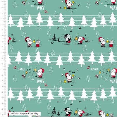 66294 PATCH. AMERICANO SNOOPY MERRY CHRISTMAS (02) 110 CM. ALGODON 100% VERDE Venta en piezas de 5.00 M